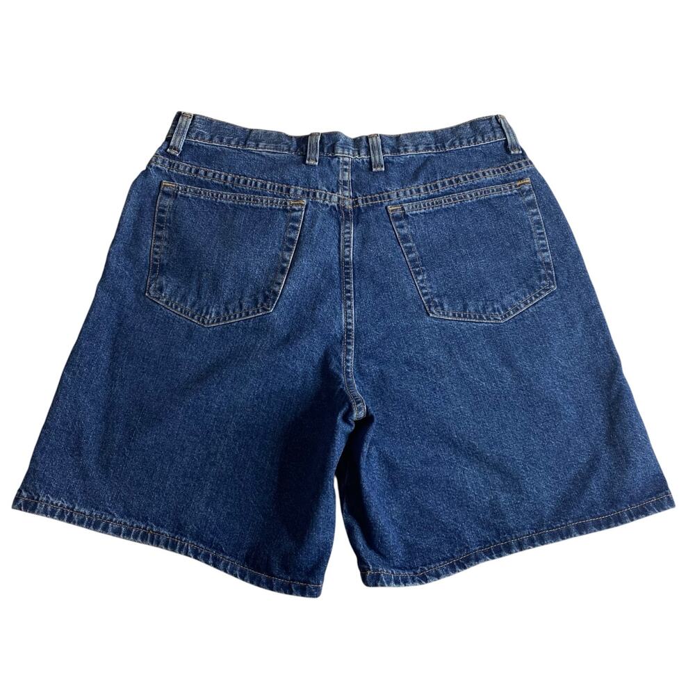 Vintage 90s Eddie Bauer Womens 14 Denim Bermuda Shorts Blue High Rise Mom Jean - Picture 9 of 13